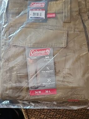 Coleman Khaki Pants with Red Logo Accents